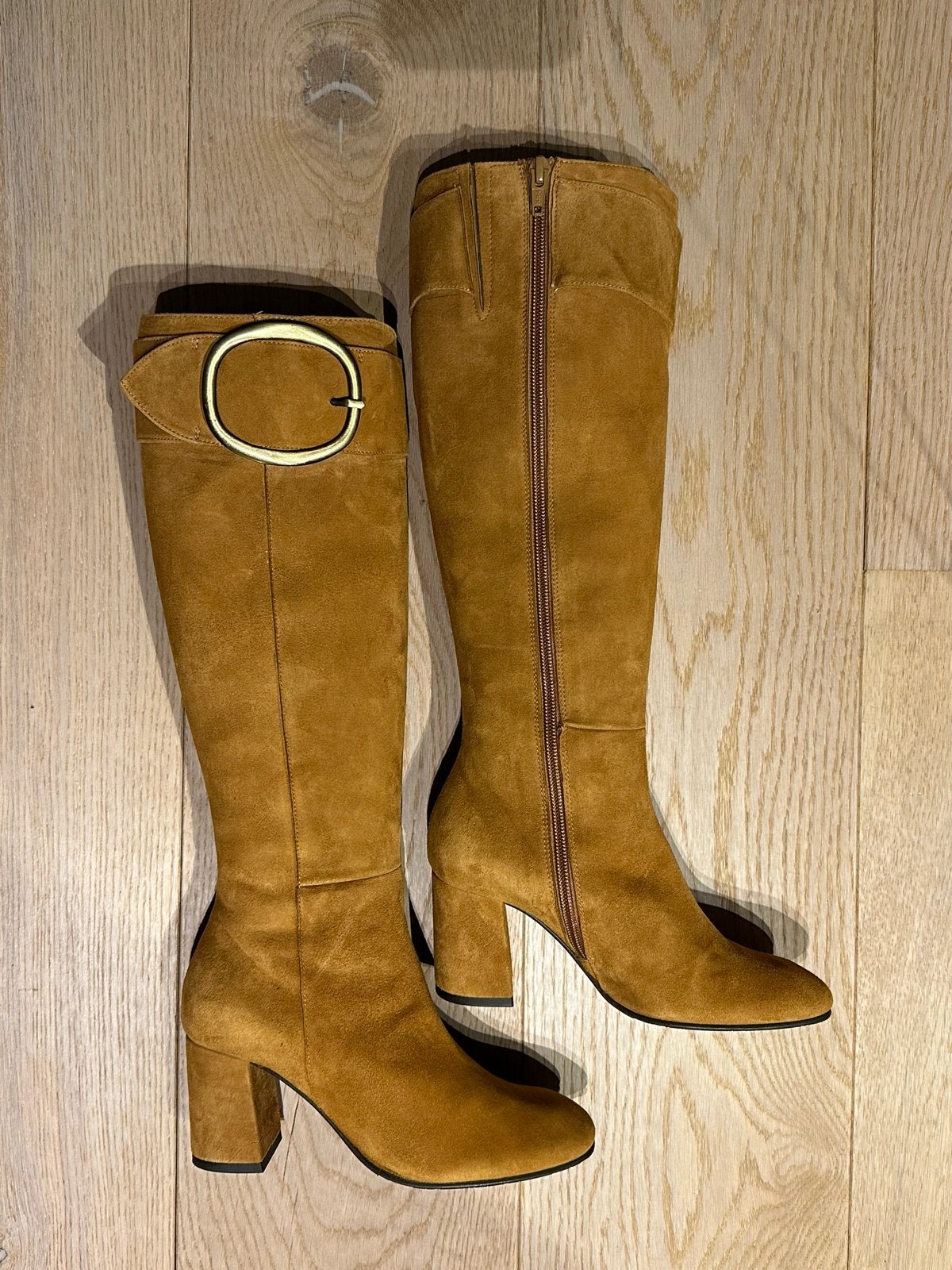 Cognac suède laarzen met gesp van Stravers, maat 34 - NIEUW, Kleding | Dames, Stravers, Hoge laarzen, Bruin, Nieuw