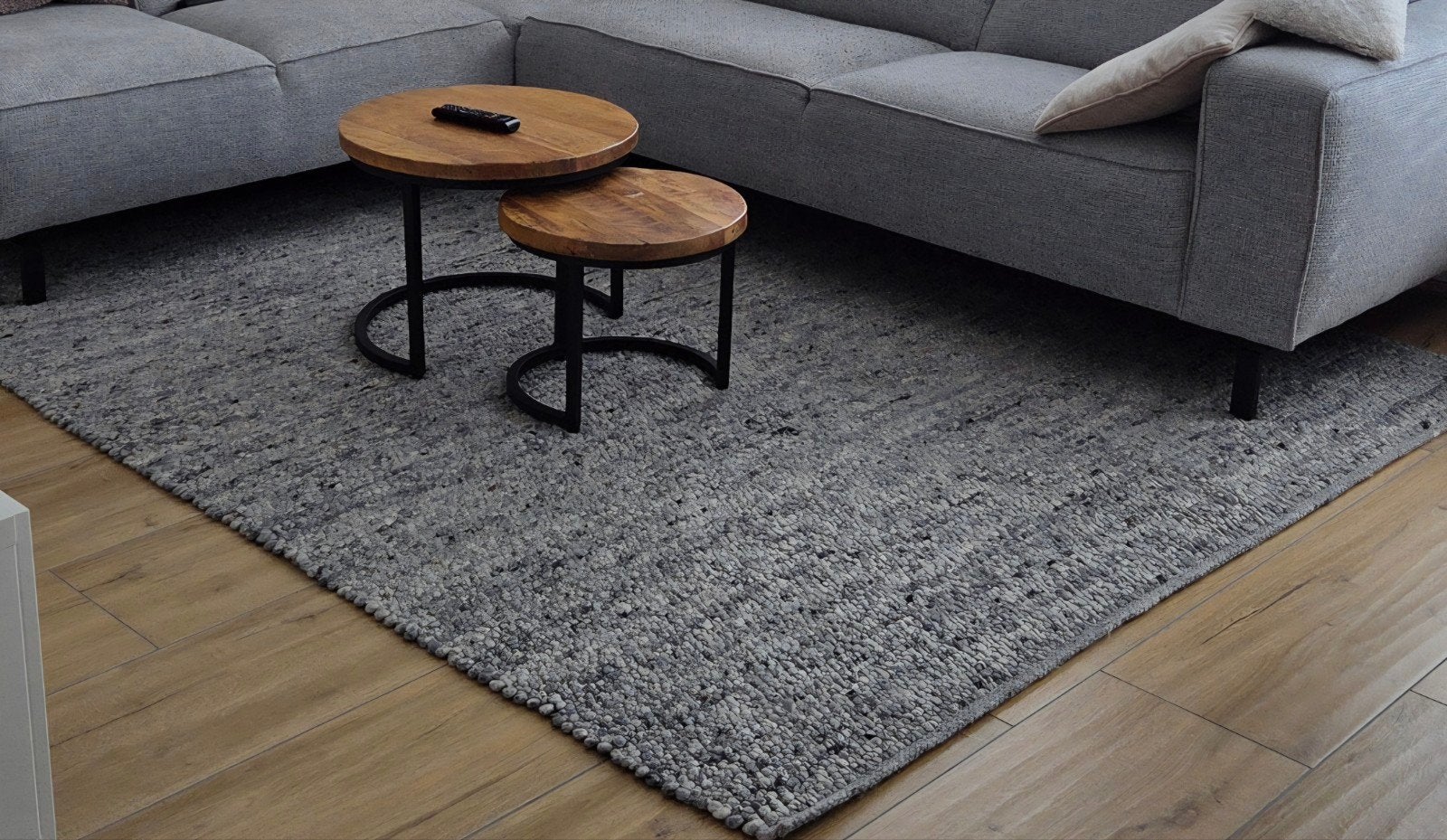 Perletta Pebbles Vloerkleed - Handgeweven Wol 200x240 cm, Wit, 200 cm of meer, Ophalen of Verzenden, Zo goed als nieuw