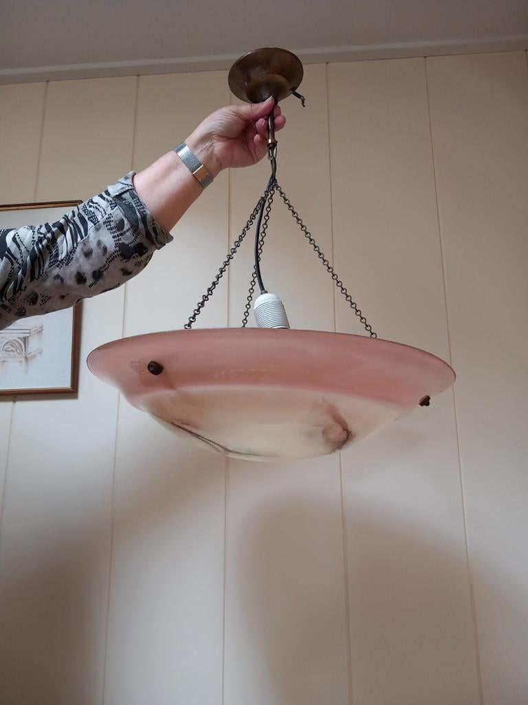 Glazen gemarmerde hanglamp, ongeveer 45cm diameter, Ophalen, Minder dan 50 cm