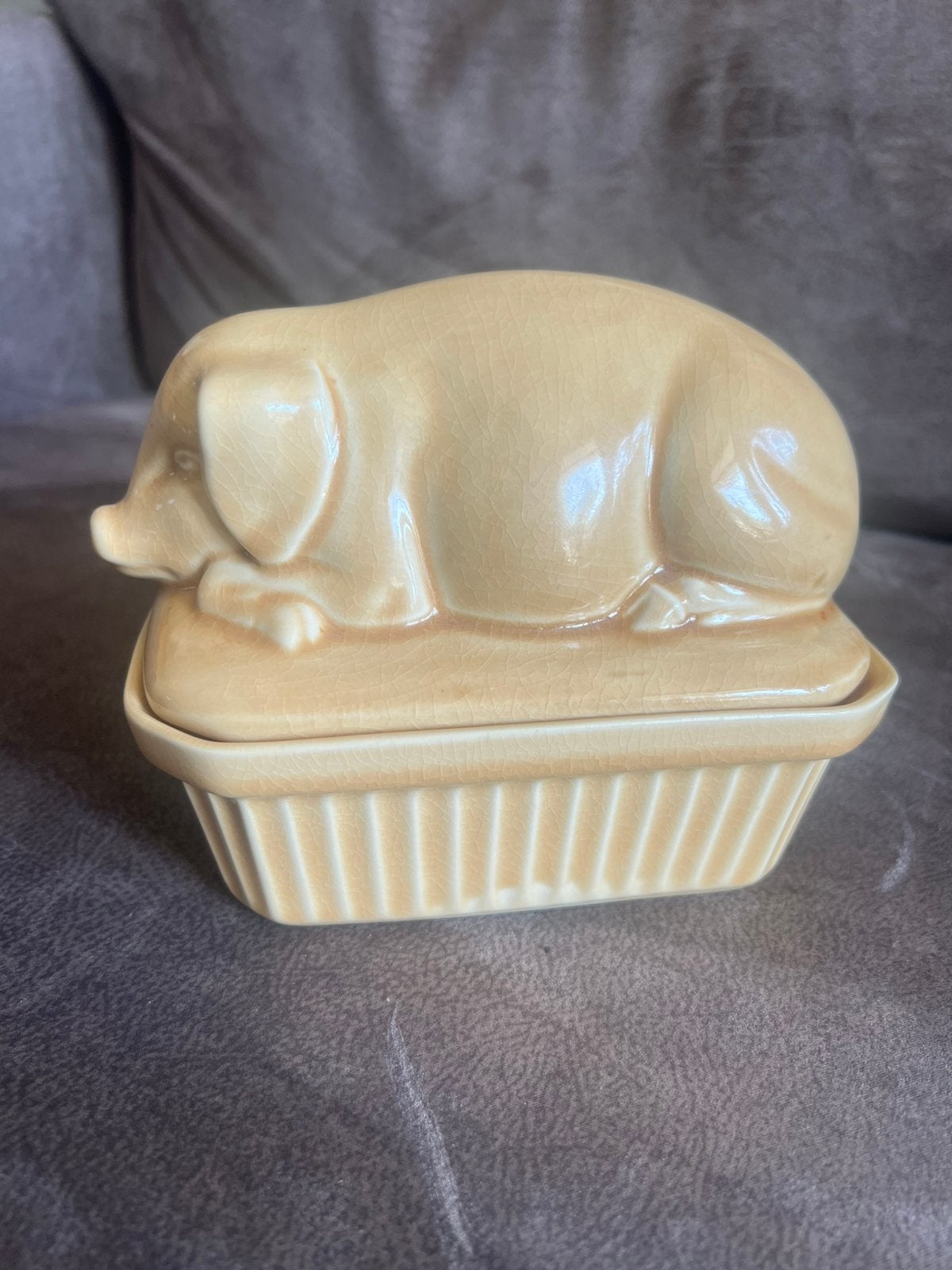 Vintage Keramieken Terrine Varken Portugal., Beige, Overige typen, Ophalen of Verzenden, Zo goed als nieuw