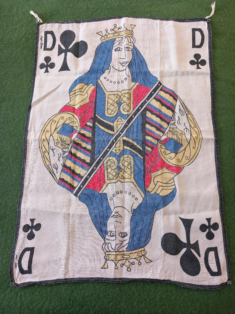 vintage Frans handdoek theedoek klavervrouw jaren 60 linnen, Ophalen of Verzenden