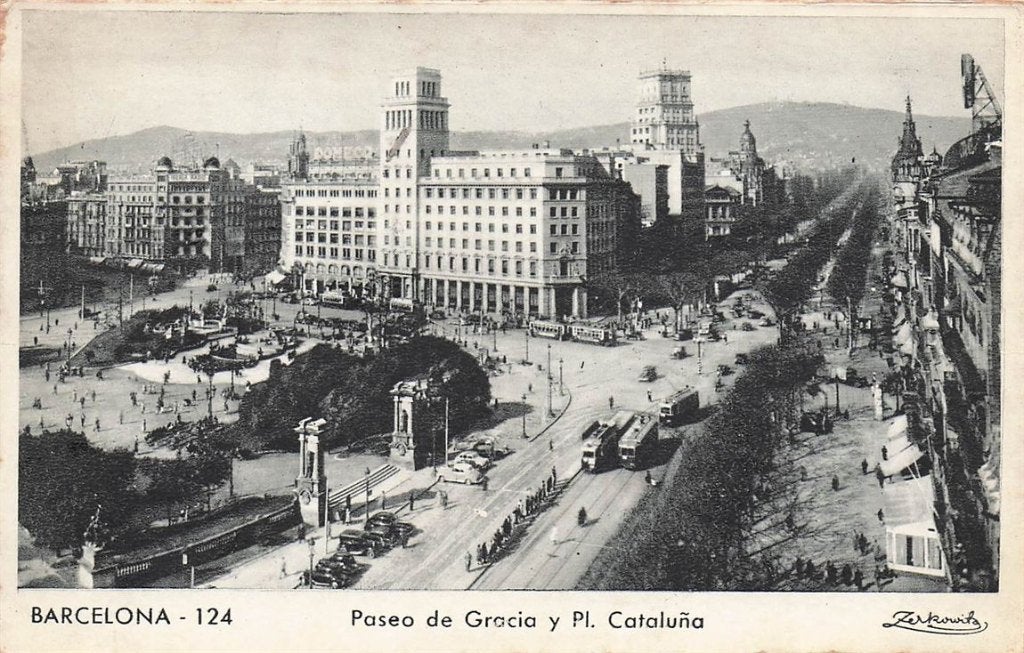 703-232-049 Barcelona Paseo De Gracia Y Pl Cataluna, Verzamelen, Ansichtkaarten | Buitenland, Spanje, Voor 1920, Verzenden