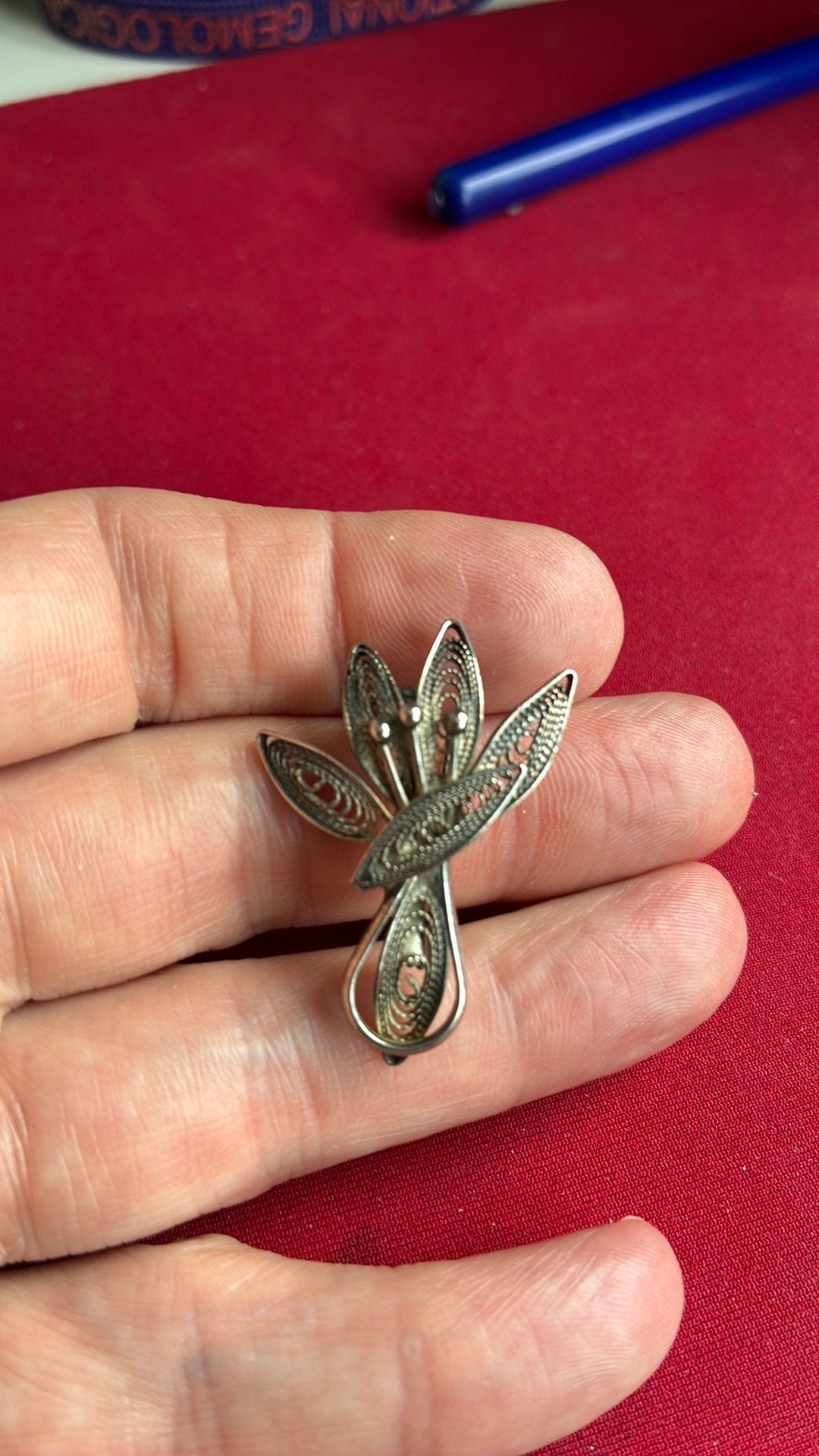 Zilver broche filigraine, Sieraden, Tassen en Uiterlijk, Ophalen of Verzenden, Gebruikt, Zilver, Zilver