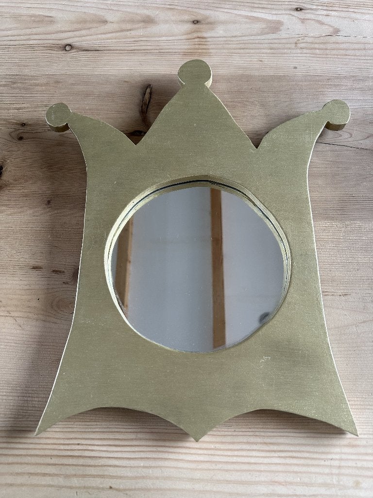 Kroontjes spiegel, goud, 45 cm hoog, Minder dan 50 cm, Rond, Ophalen of Verzenden, Zo goed als nieuw