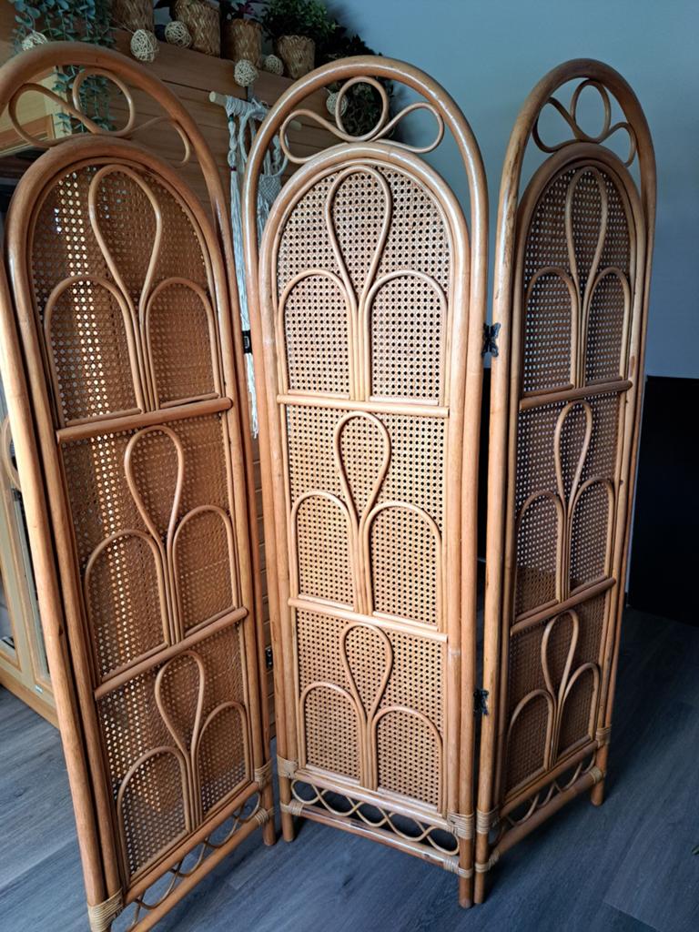 Vintage bamboe kamerscherm 3-luik, Huis en Inrichting, Woonaccessoires | Overige, Ophalen, Vintage, Gebruikt, Natuurlijk materiaal