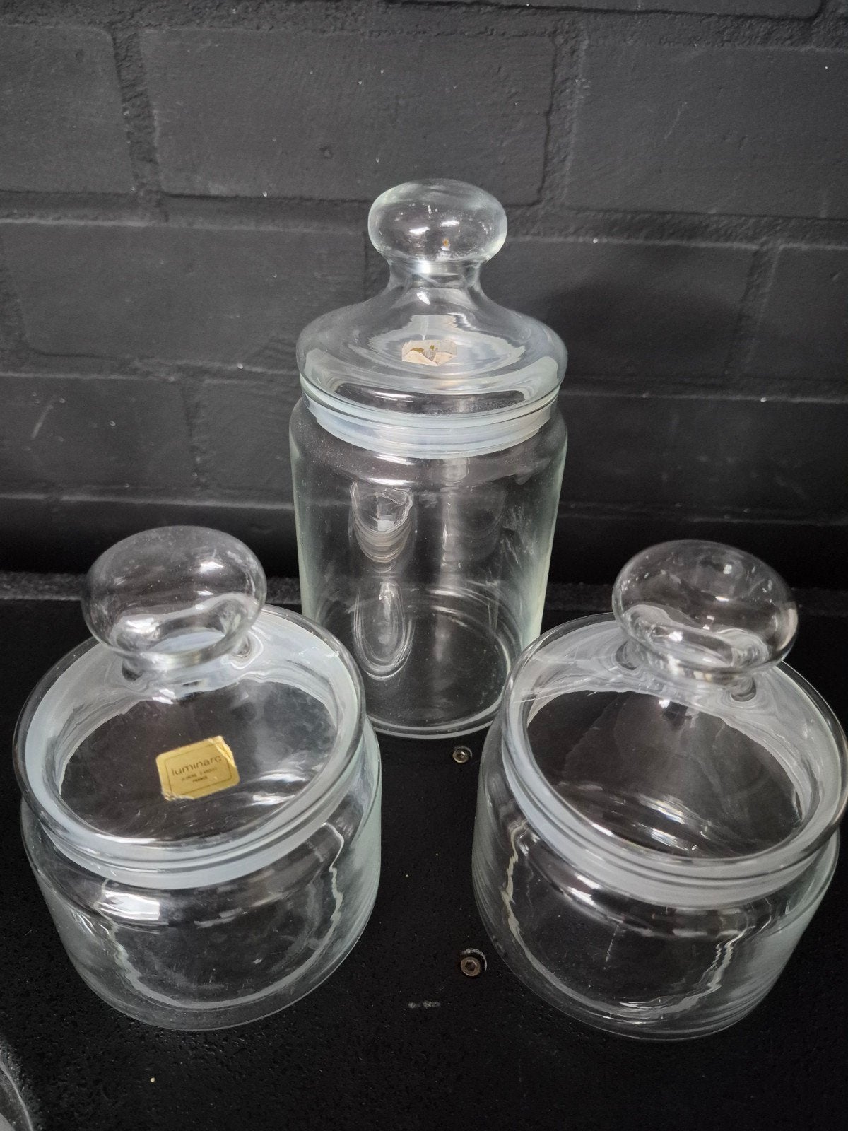 glazen potjes, Glas, Ophalen, Gebruikt