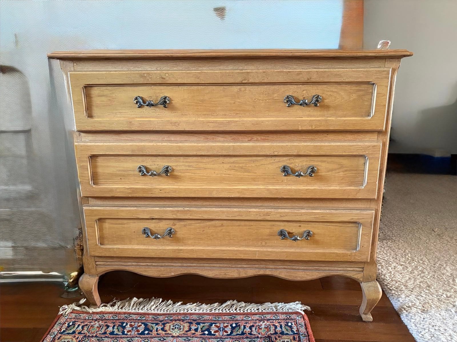 Vintage houten commode met 3 lades, Ophalen, Gebruikt, 50 tot 100 cm, 3 of 4 laden