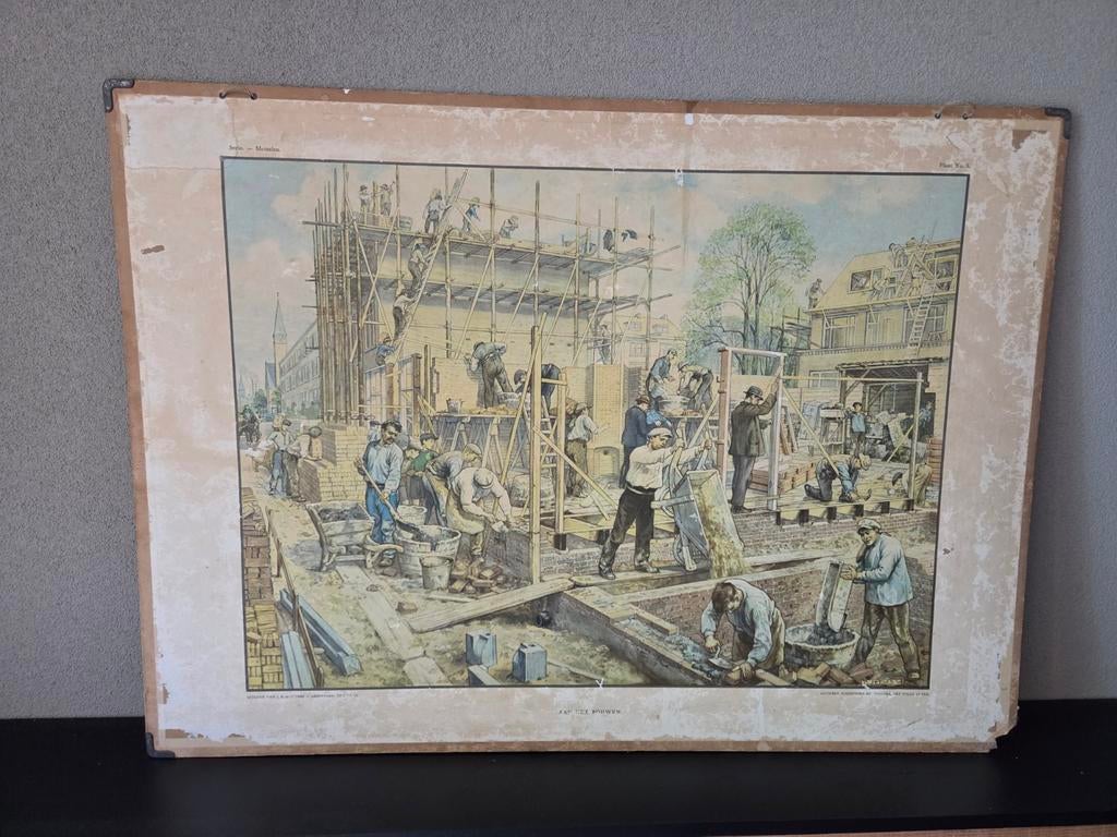 Oude schoolplaat Wolters: metselen, Ophalen, Aardrijkskunde