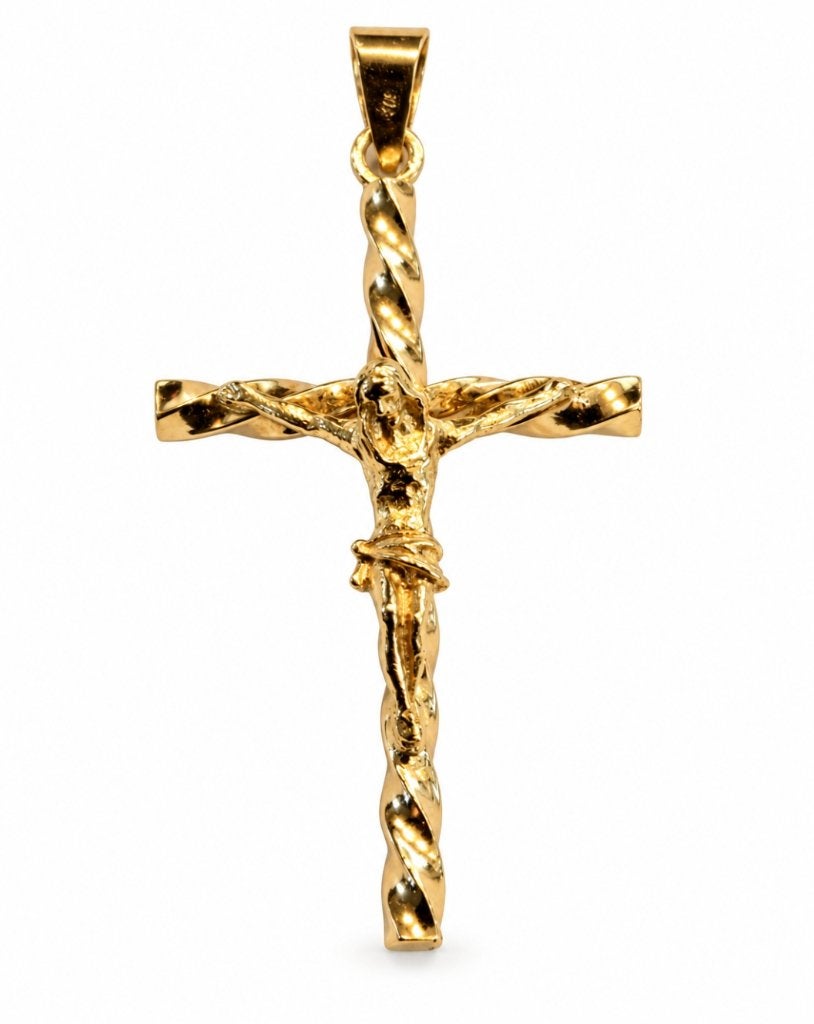 18k Gouden Kruis met Christus Hanger kettinghanger Kruisje, Jw, Nieuw, Ophalen of Verzenden, Kruis of Symbool