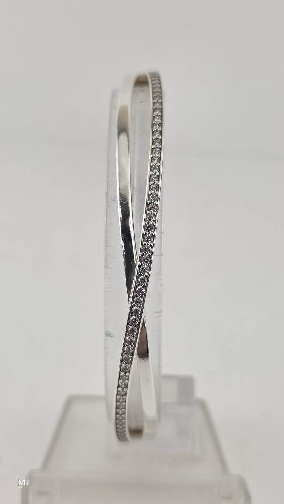 Zilveren Pandora armband met zirkonia                   Z194, Gebruikt, ., Ophalen of Verzenden, .