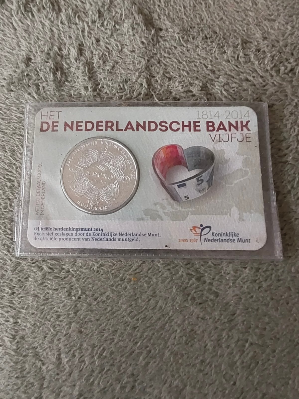 Herdenkingsmunt 2014 De Nederlandsche Bank 200 jaar, Postzegels en Munten, Munten | Nederland, Ophalen of Verzenden