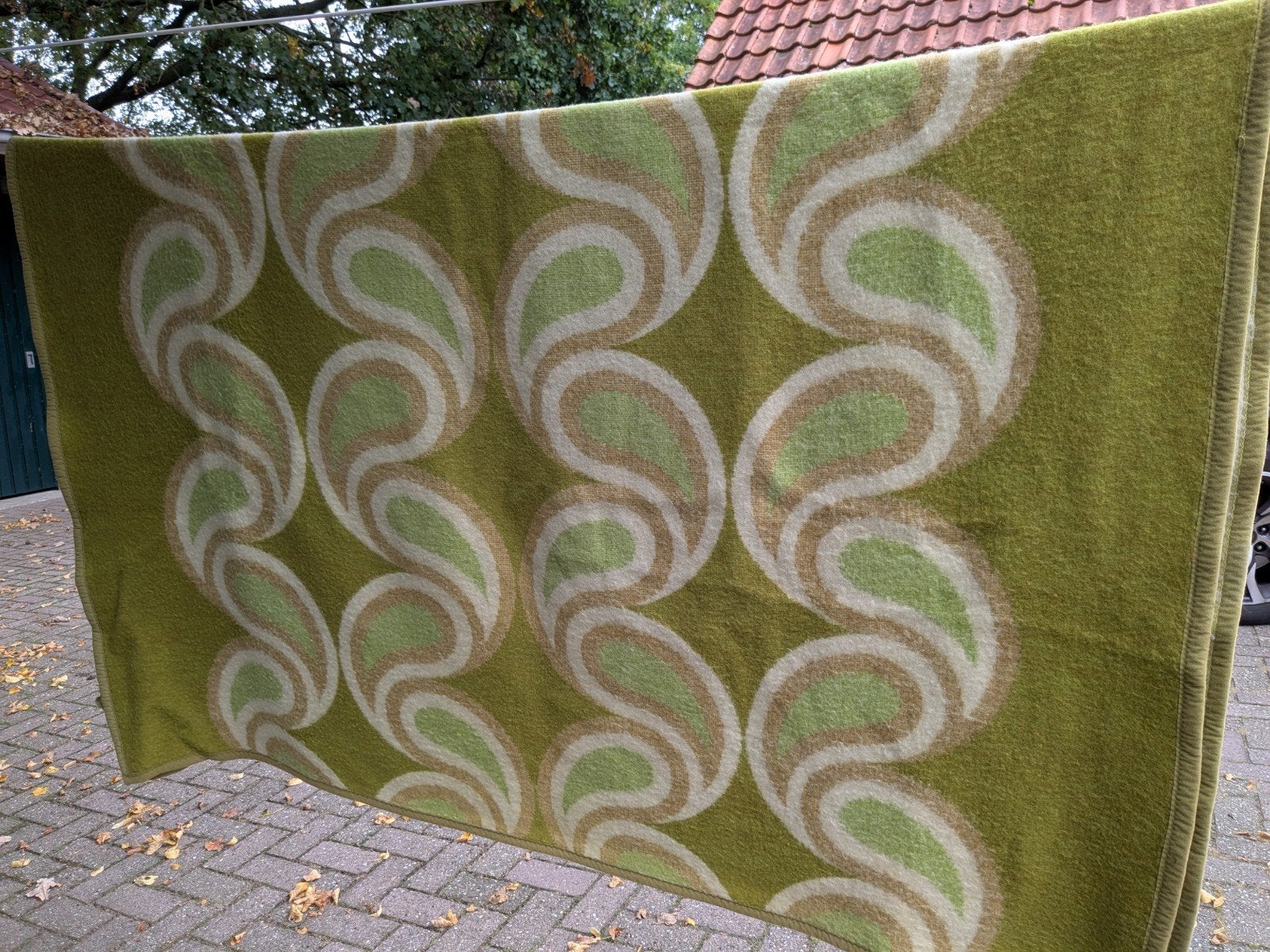 Retro, vintage, wollen deken, merk Tetem, Ophalen of Verzenden, Gebruikt, Tweepersoons, Deken of Dekbed