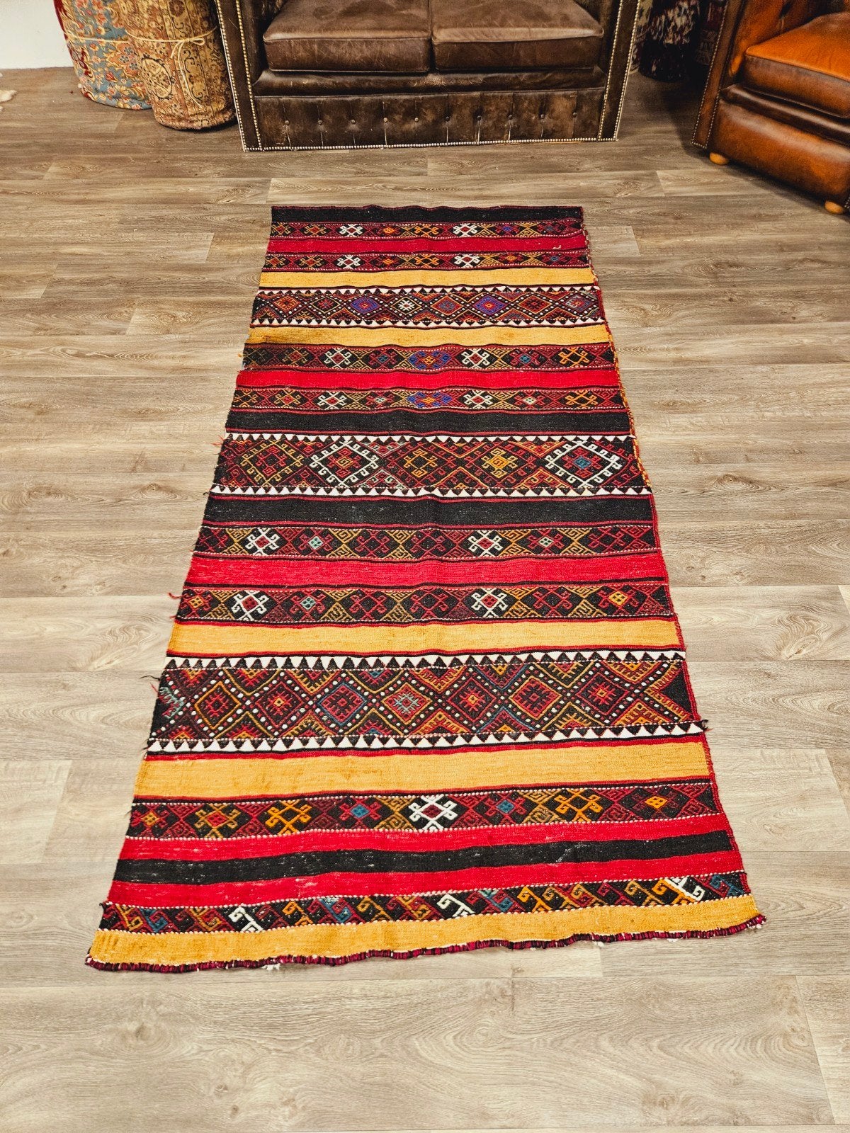 Handgeweven Kelim Tapijt. Prachtige kleuren en patronen!, 200 cm of meer, Ophalen of Verzenden, Zo goed als nieuw, Kelim