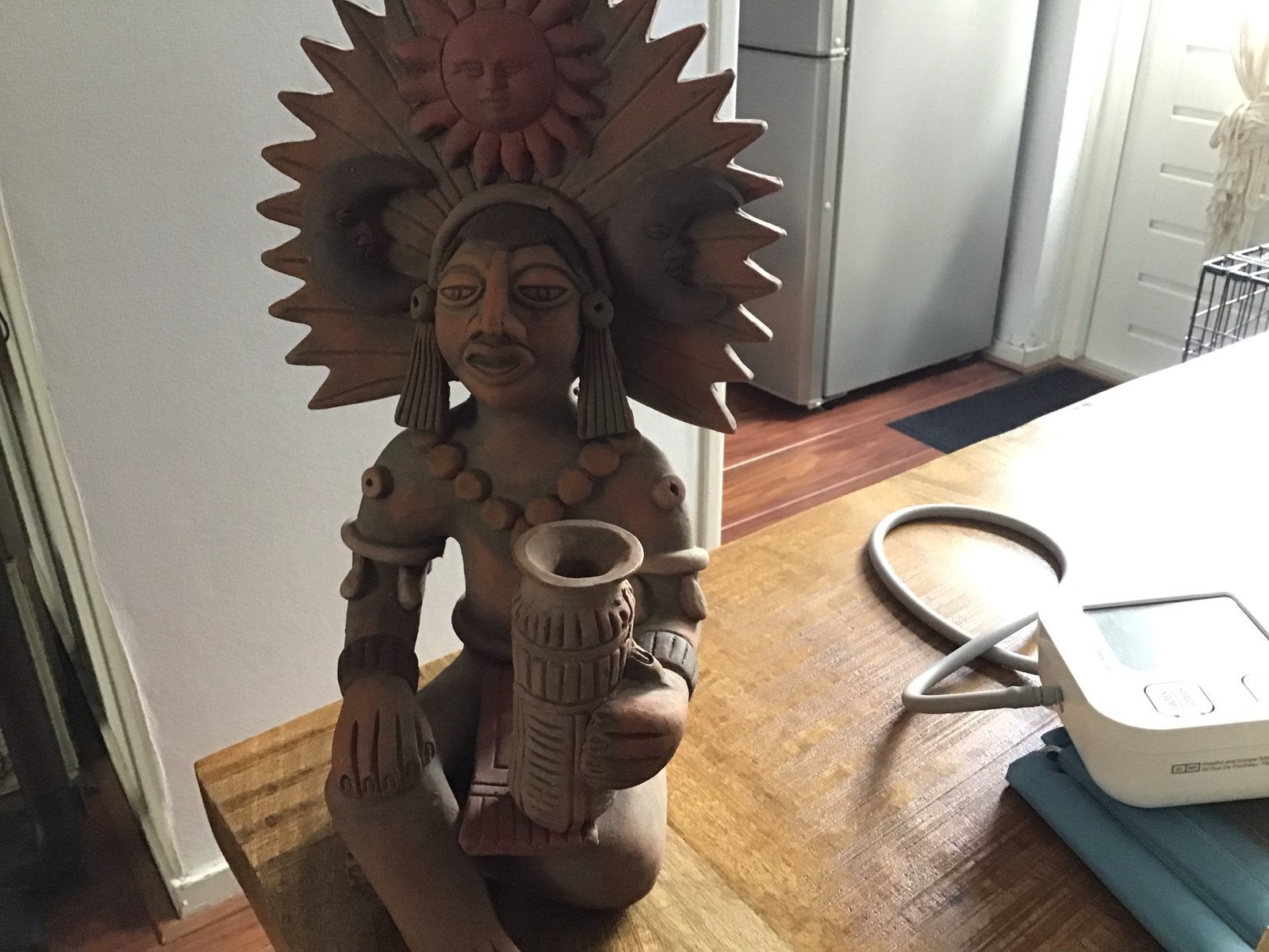 Oud Mexicaans Maya Zonnepriester Beeld - 32 cm hoog, Ophalen