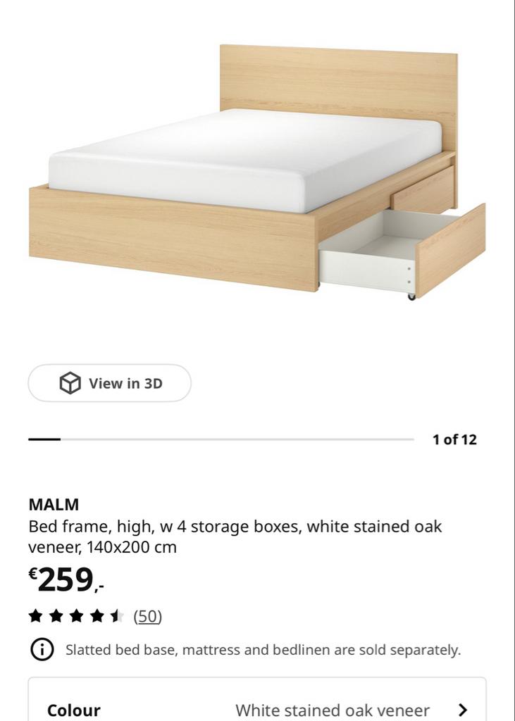 IKEA Malm bedframe 140x200 - Zo goed als nieuw, Huis en Inrichting, Slaapkamer | Stapelbedden en Hoogslapers, Ophalen, Hoogslaper