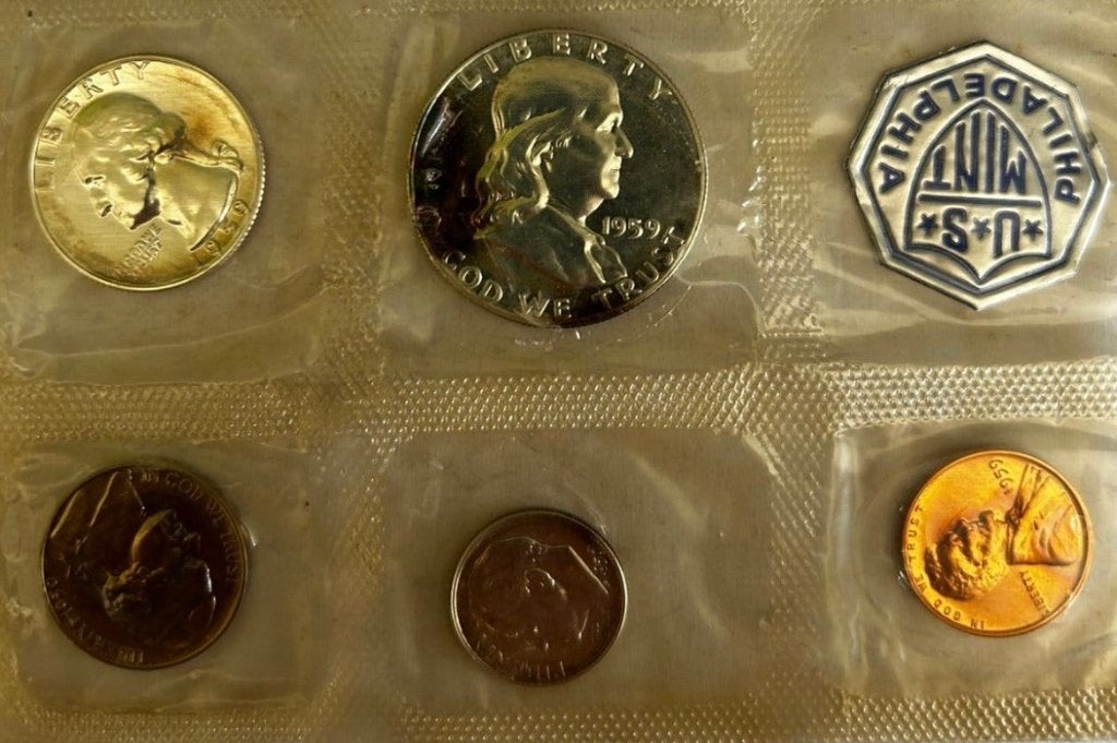 Originele Amerikaanse "Proof Set" uit het jaar 1959, Ophalen of Verzenden, Noord-Amerika, Setje, Zilver