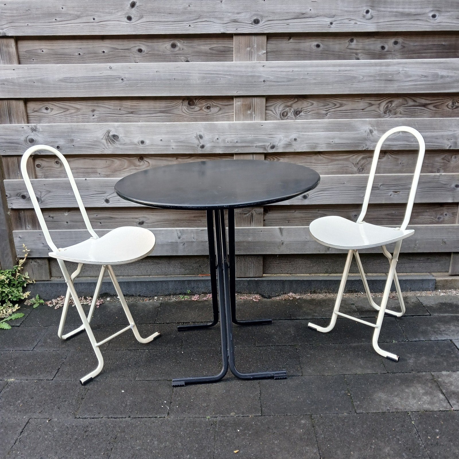 Compact zitje: tafel met 2 stoelen, inklapbaar, Huis en Inrichting, Tafels | Eettafels, Ophalen of Verzenden, Gebruikt, Rechthoekig