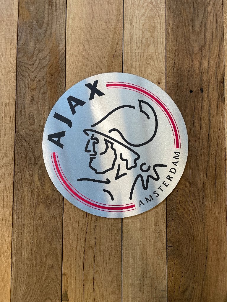 Reclamebord Ajax logo modern strak 40x40cm aluminium, Ophalen of Verzenden, Nieuw, Reclamebord