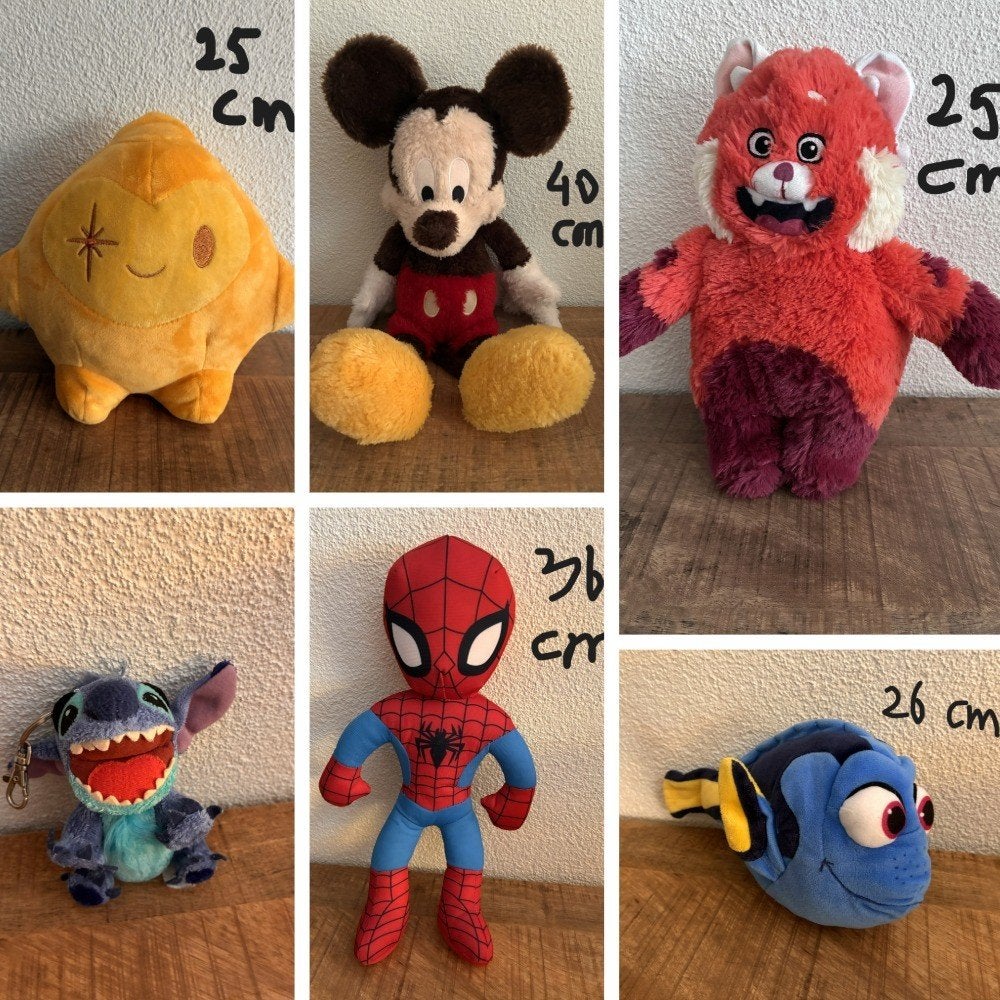 Disney, Stich, Spiderman knuffels. PRIMA & ZGAN. Zie foto's., Disney, Disney, Overige typen, Ophalen of Verzenden