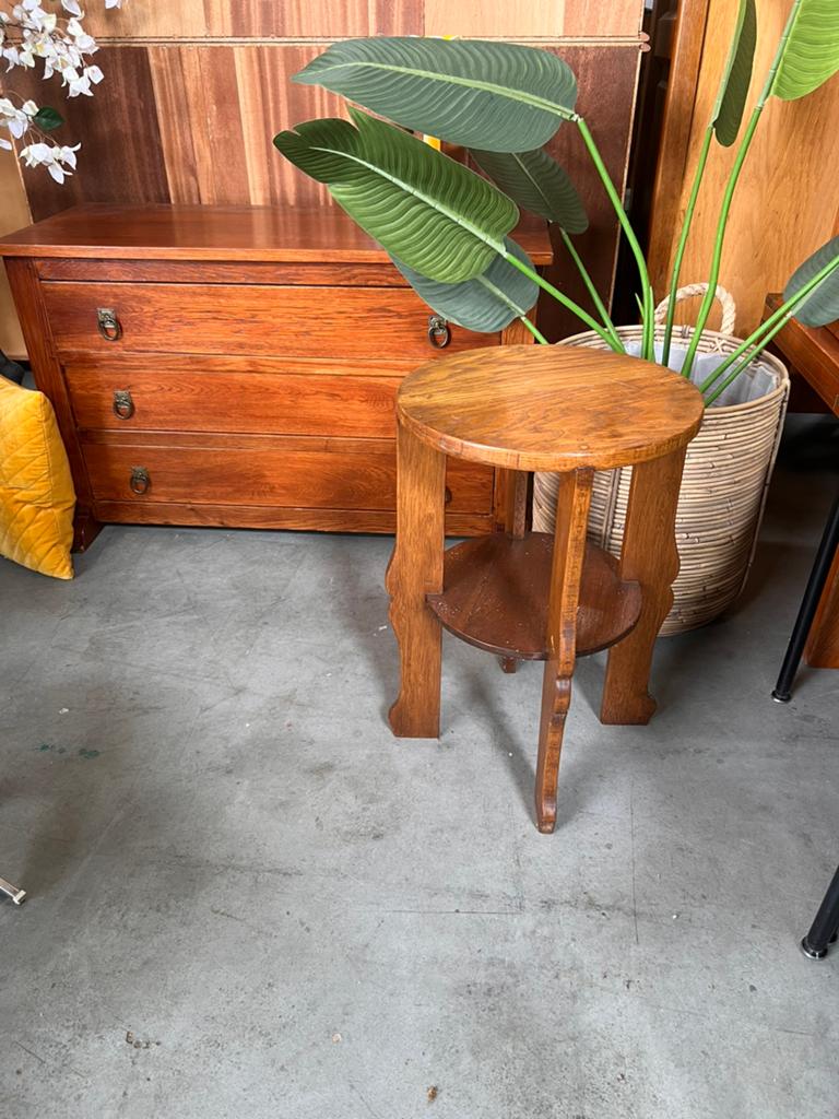 massief houten plantentafel / bijzettafel – vintage, Ophalen of Verzenden