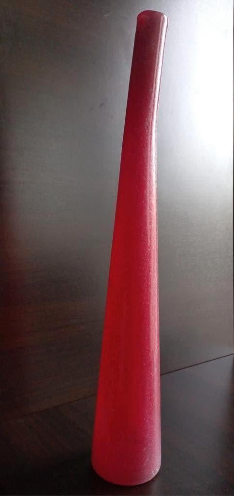 Zeldzaam abstract glazen Object lange rode vaas 58 cm hoog, Ophalen of Verzenden