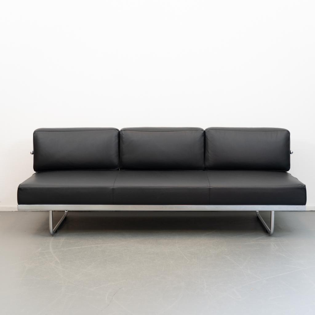 1x Cassina Le Corbusier LC5 driezits bank 200 cm Zwart, Niet ingevuld, Niet ingevuld, Leer, Zo goed als nieuw