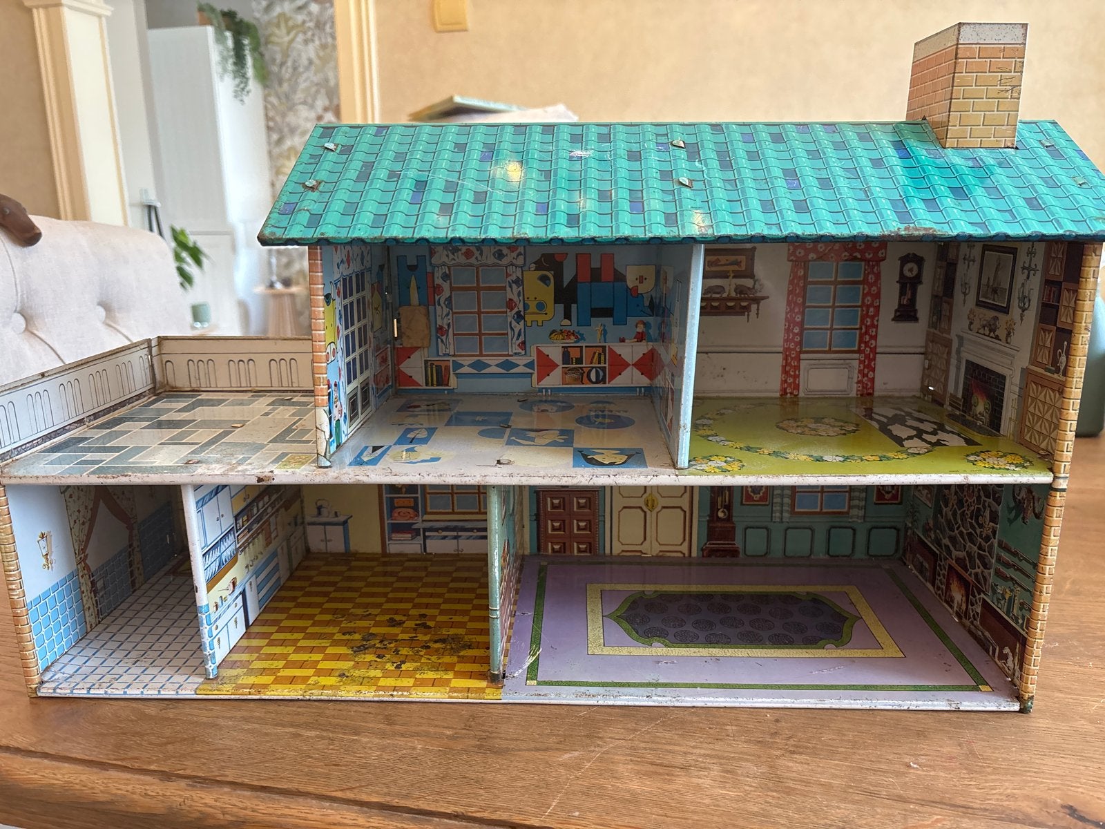 Vintage metal poppenhuis - Jaren '50/'60, Ophalen of Verzenden, Gebruikt, Poppenhuis