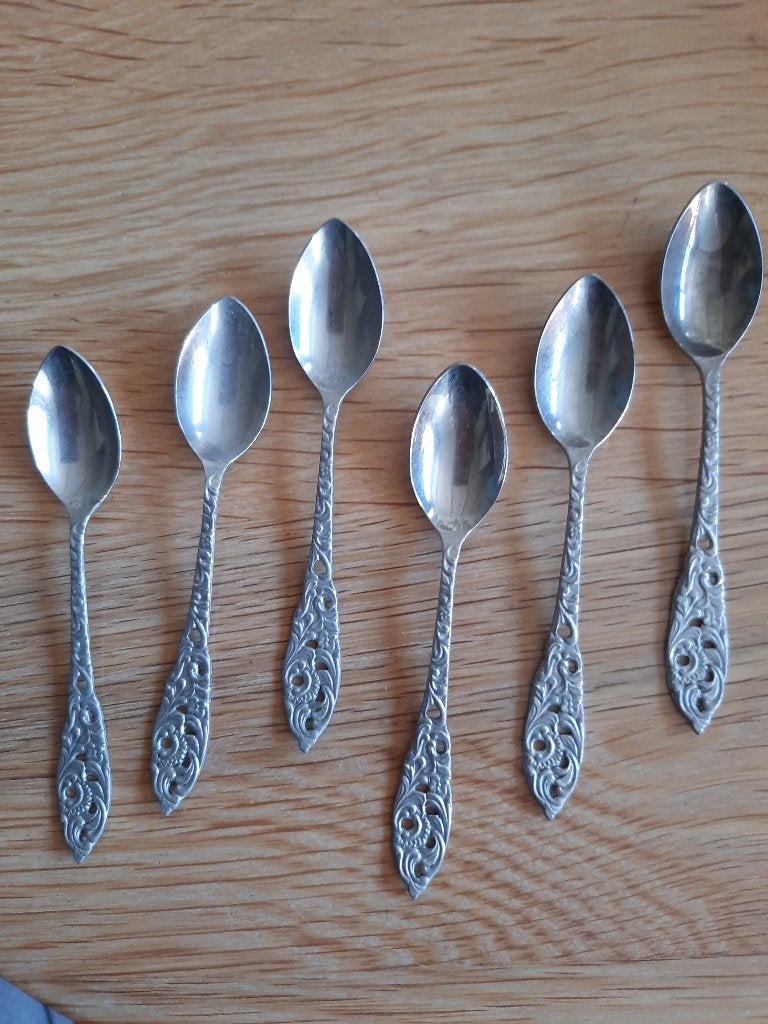6 ajour (advocaat) lepeltjes, Ophalen of Verzenden, Gebruikt, Metaal