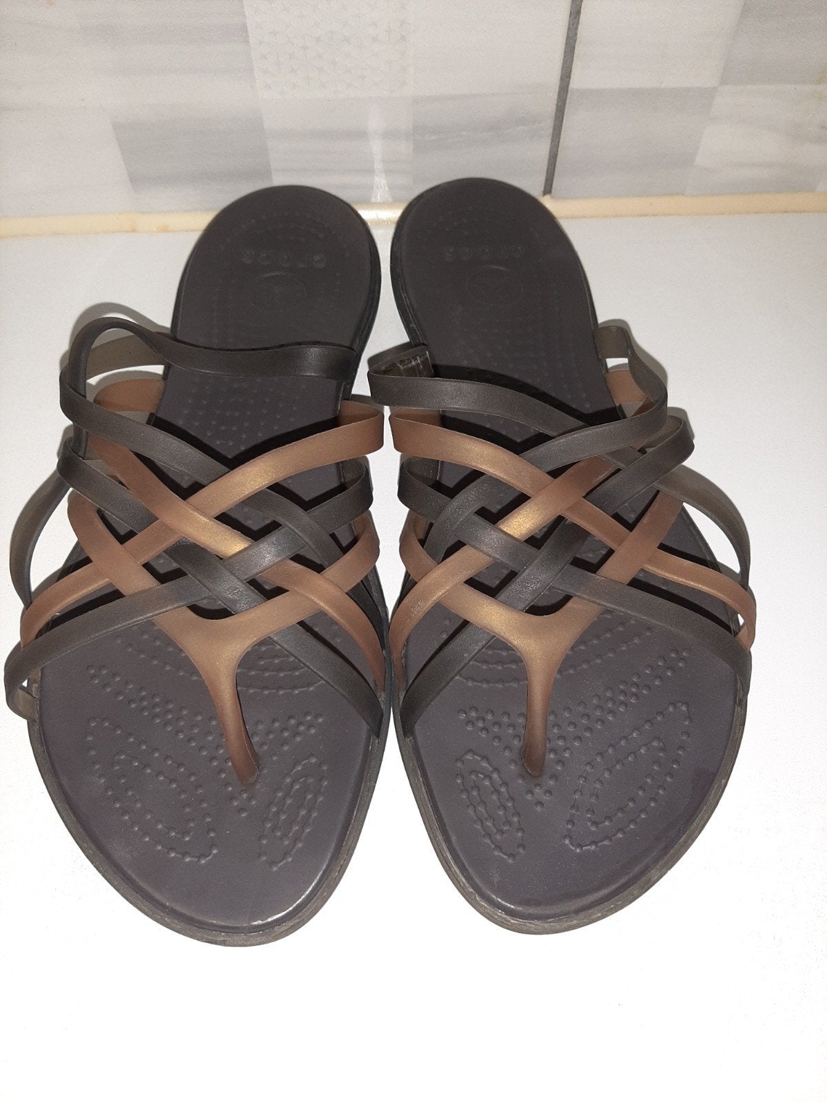 CROCS slippers/sandalen, Slippers, Bruin, Verzenden, Zo goed als nieuw