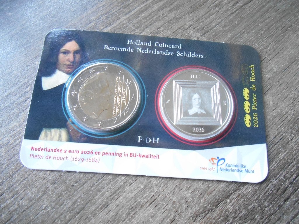 Holland Coin Fair coincard 2026 Pieter de Hooch Zilver, Setje, Overige landen, Ophalen of Verzenden, 2 euro