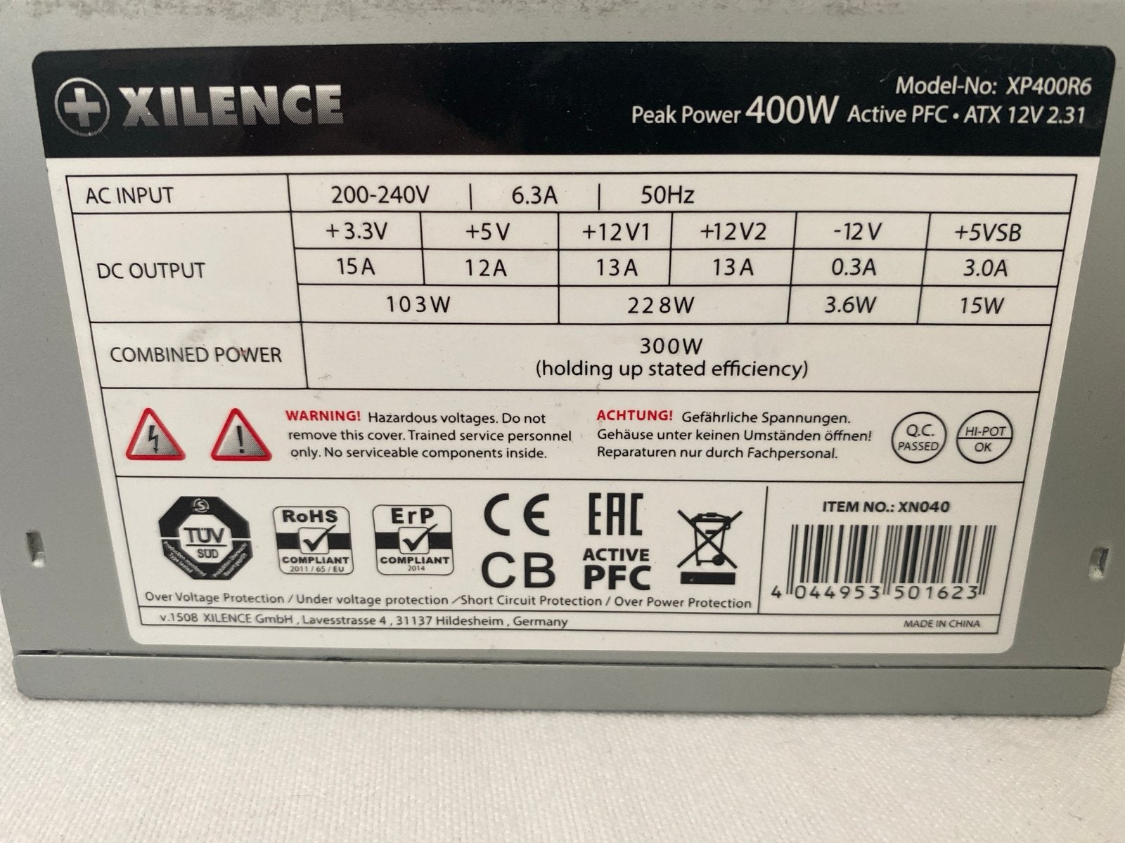 Xilence XP400R6 Voeding - 400W PSU voor PC, Computers en Software, Interne voedingen, Ophalen of Verzenden, Gebruikt