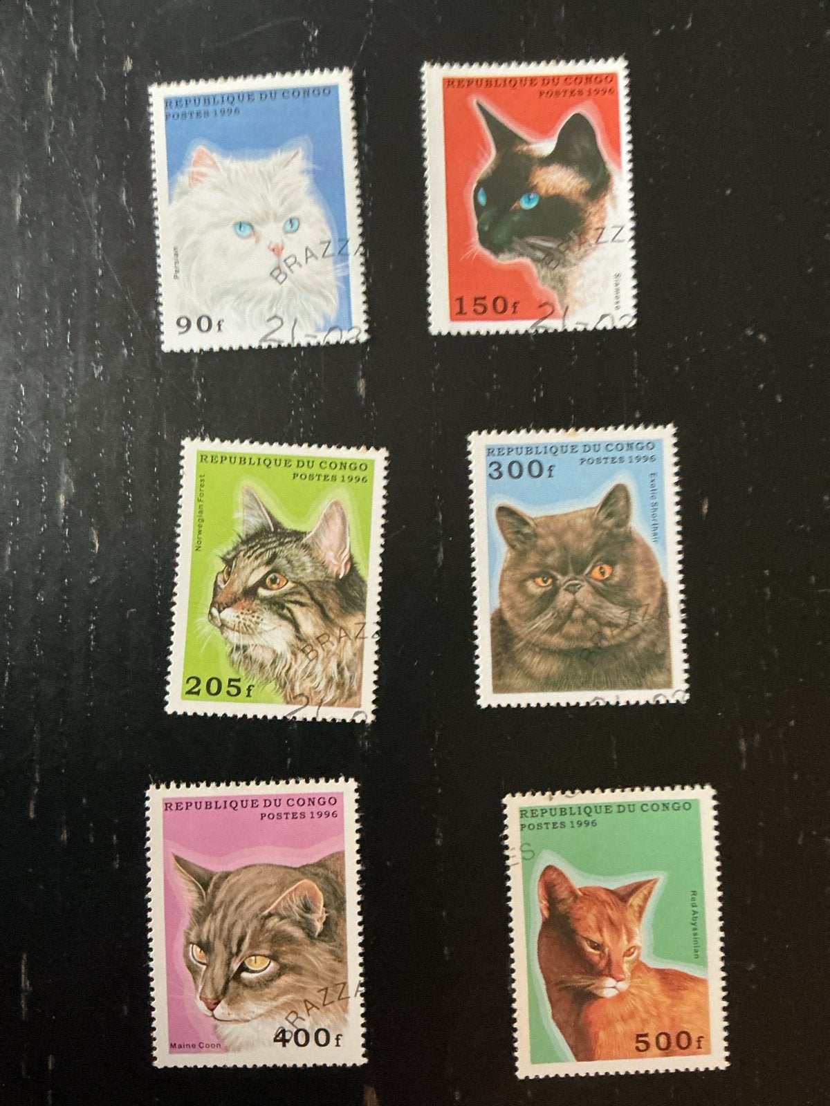 Postzegels Congo 1996 - Katten Thema - 6 Stuks, Ophalen of Verzenden, Gestempeld, Dier of Natuur