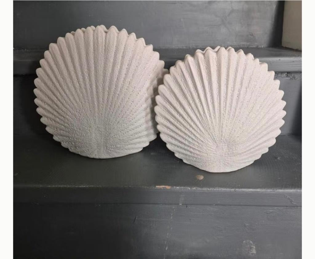Nieuw 2 decoratie schelp vazen, Ophalen, Wit, Aardewerk of Porselein, Nieuw