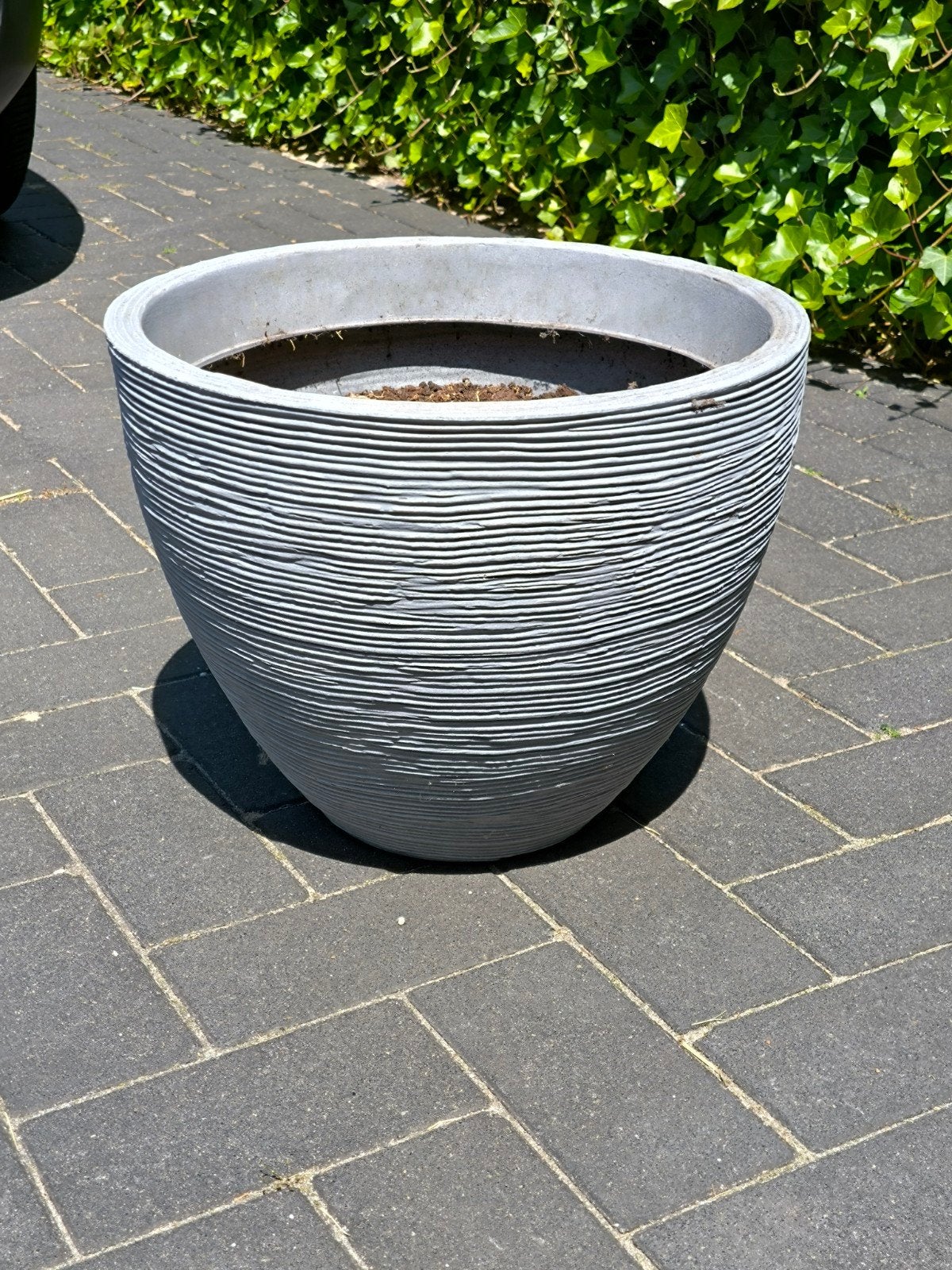 Kunststof bloempot / bloembak grijs, Ophalen, Rond, Kunststof, 30 tot 60 cm