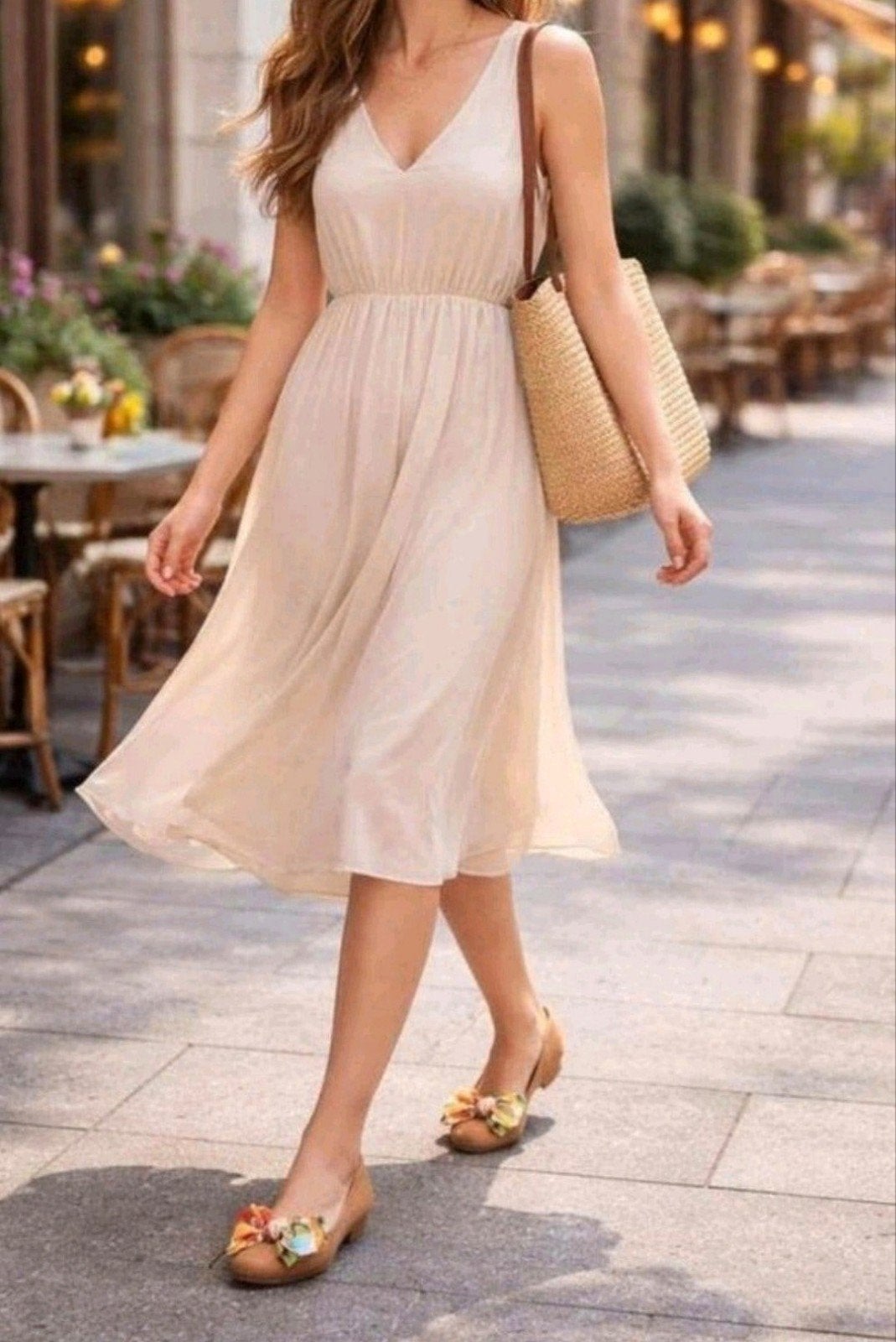 Comfortabele ballerina's met bloemenstrik - Maat 37, Kleding | Dames, Beige, Marco Tozzi, Gedragen, Ballerina's
