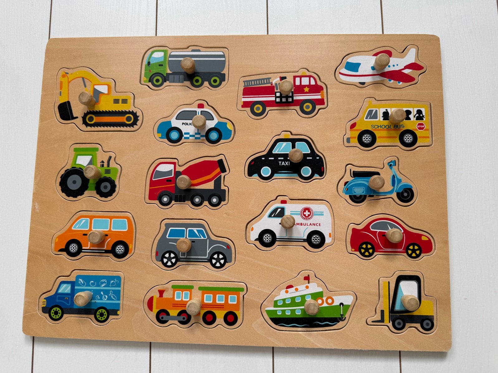 Houten voertuigen puzzel voor kinderen auto, Ophalen, Zo goed als nieuw, Puzzelen
