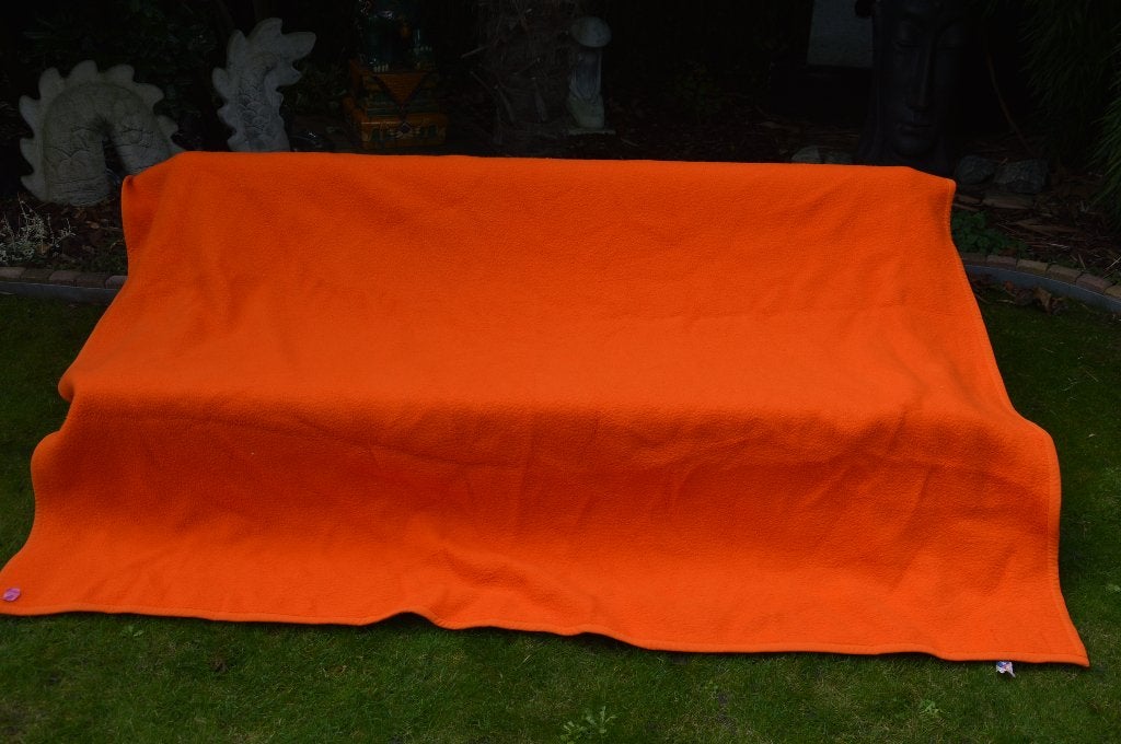 Vintage dralon deken/ sprei / woondeken jaren 70 merk Didas, Gebruikt, Tweepersoons, Oranje, Ophalen of Verzenden