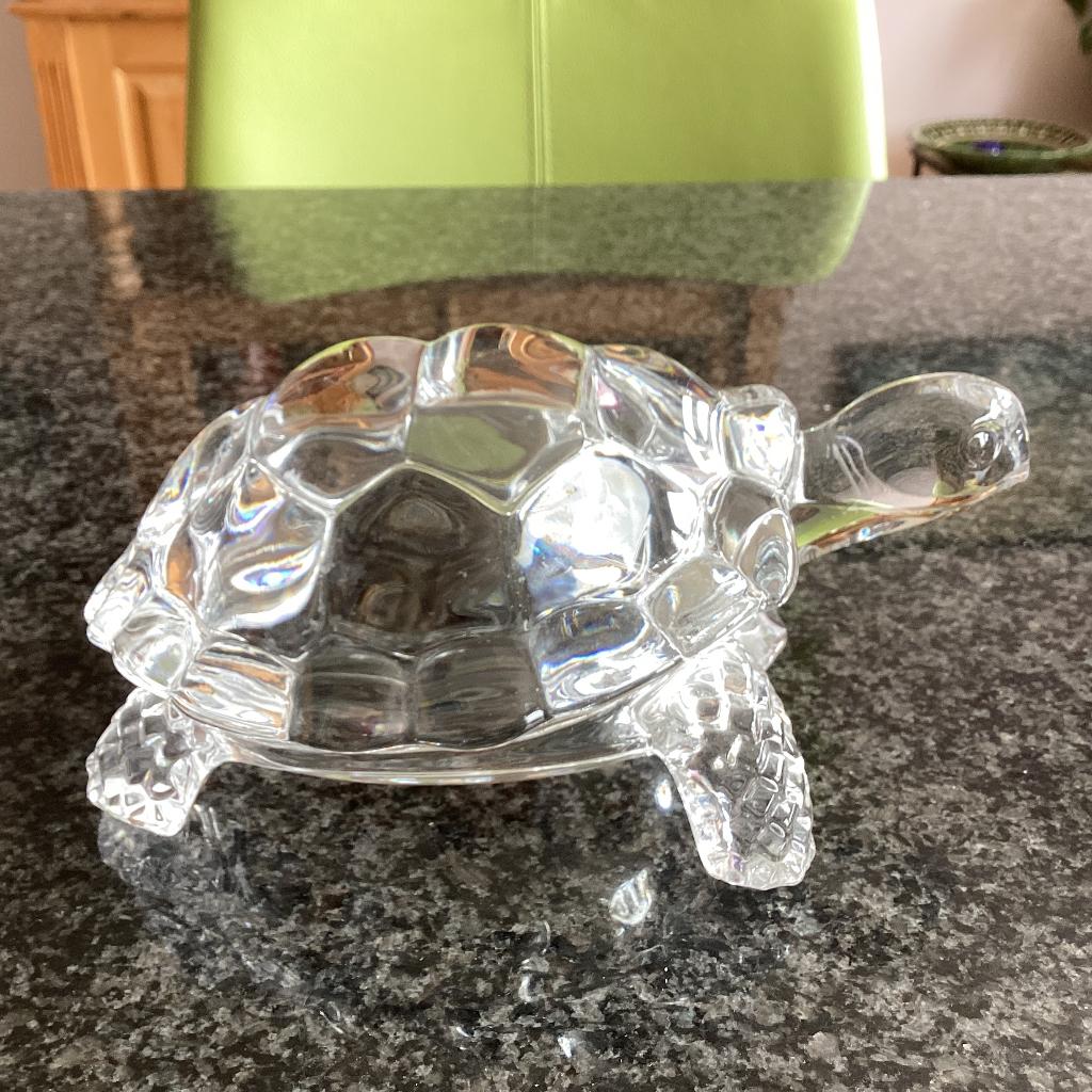 Beeld, schildpad, kristal glas, groot, vintage, Antiek en Kunst, Antiek | Glas en Kristal, Ophalen