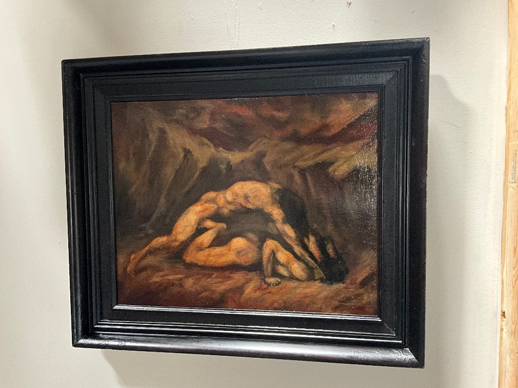 schilderij mannelijk naakt duister, Ophalen