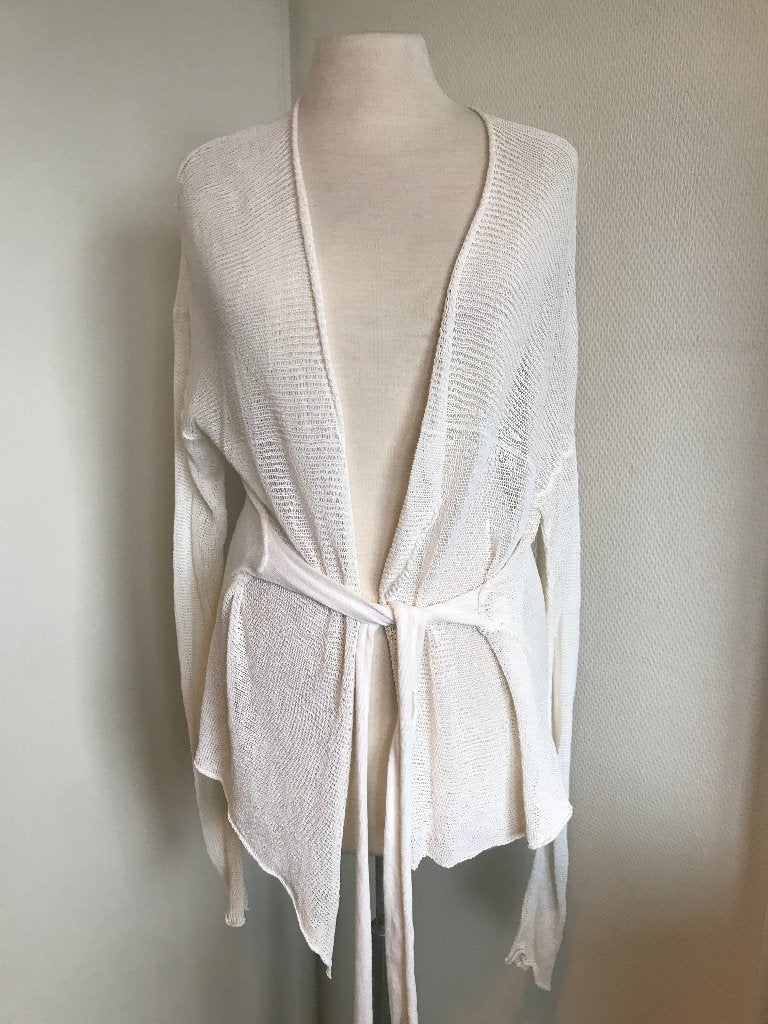 Sarah Pacini linnen katoen vest creme, Kleding | Dames, Verzenden, Zo goed als nieuw, Maat 38/40 (M), Beige