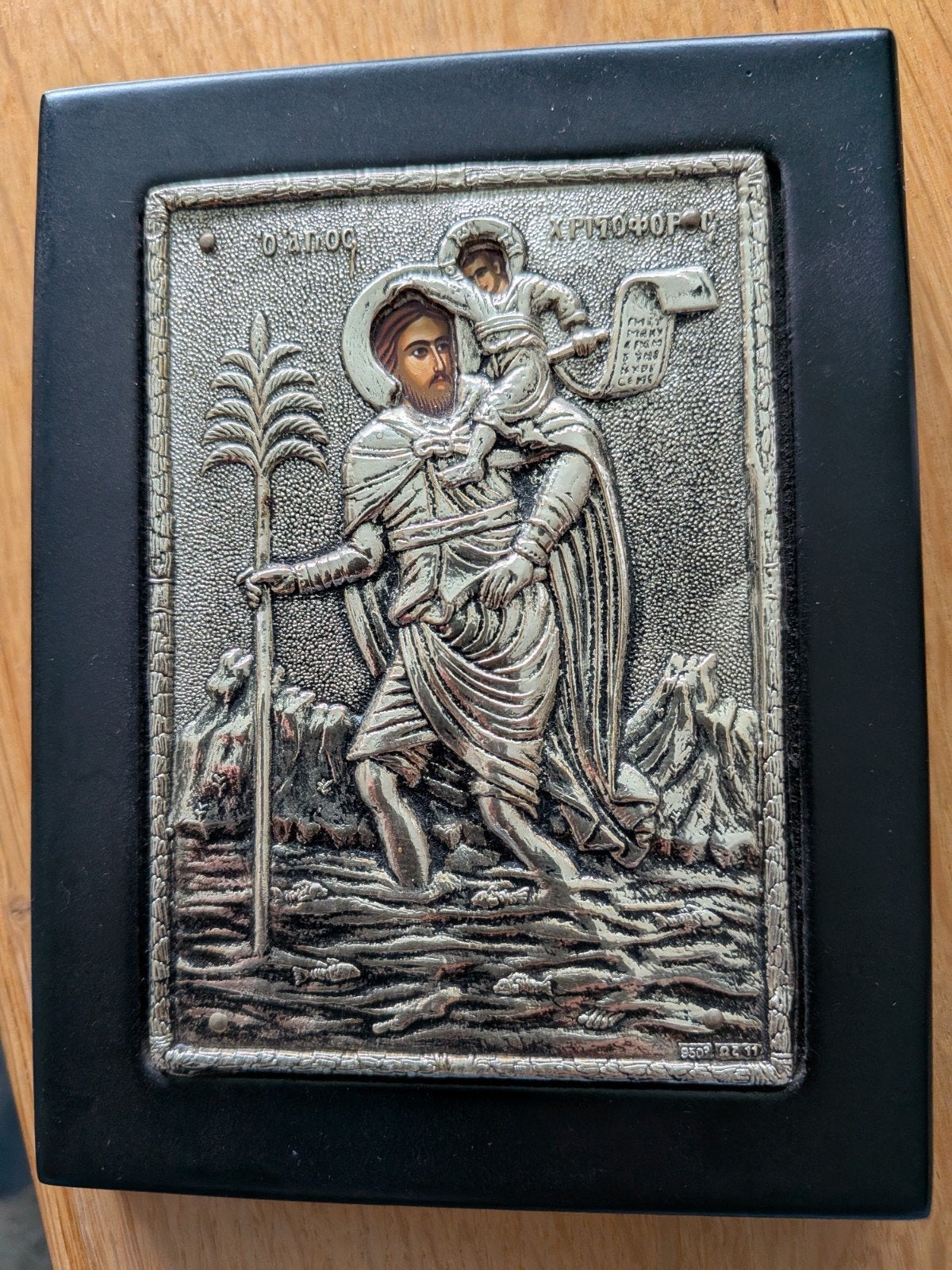 Zilveren Byzantijnse Icoon van Sint Christoffel, Ophalen of Verzenden