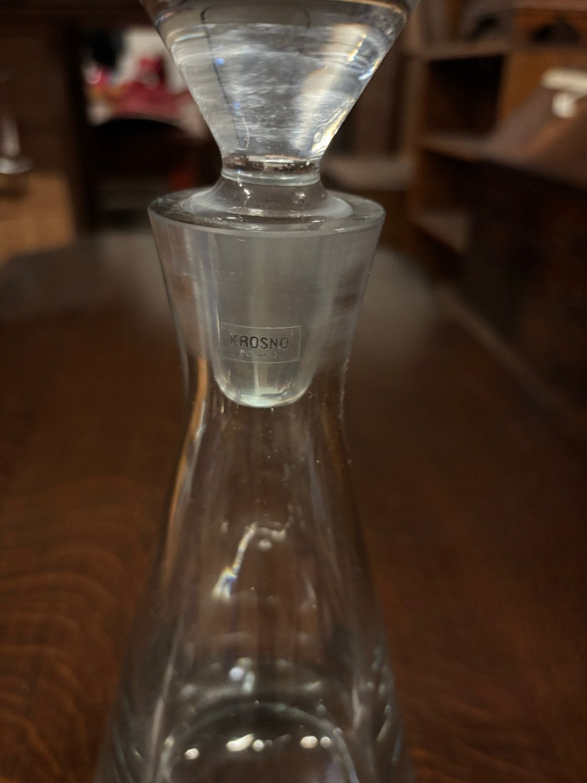 Vintage Krosno Polen glazen karaf met stop, Ophalen of Verzenden