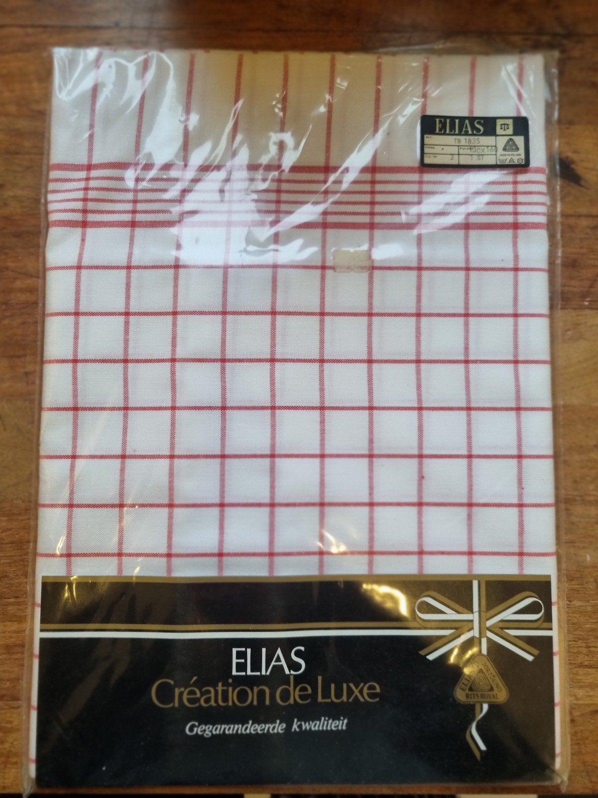 Vintage Elias Tafelkleed Rood Wit Geruit 130x160 cm, Verzenden, Zo goed als nieuw, Wit, Tafelkleed of Tafelzeil