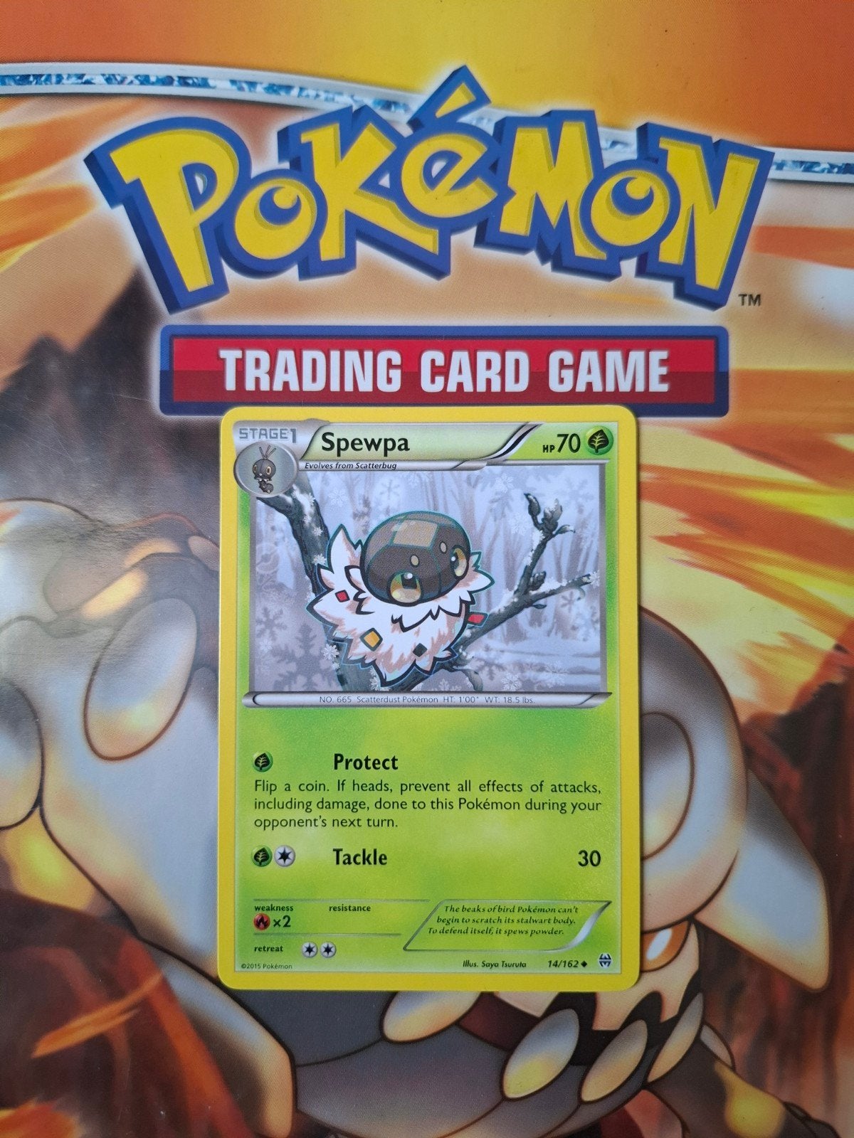 Spewpa 14/162 XY Breakthrough pokemon kaart, Ophalen of Verzenden, Zo goed als nieuw, Losse kaart