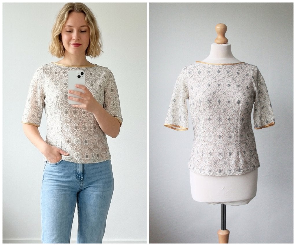 Steps - prachtige top zilver crème - maat 34, Kleding | Dames, Tops, Verzenden, Wit, Zo goed als nieuw, Korte mouw
