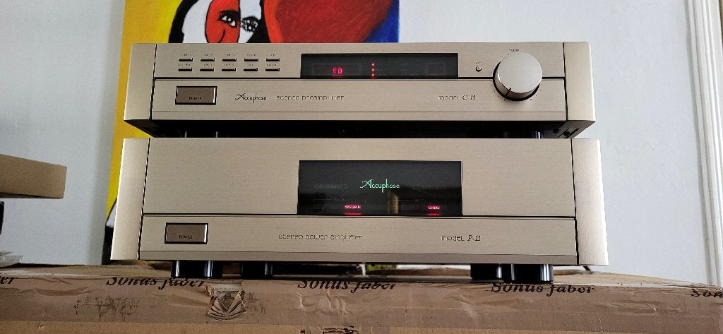High End Accuphase C-11 + Accuphase P-11 met Phono, Zo goed als nieuw, 120 watt of meer, Stereo, Ophalen
