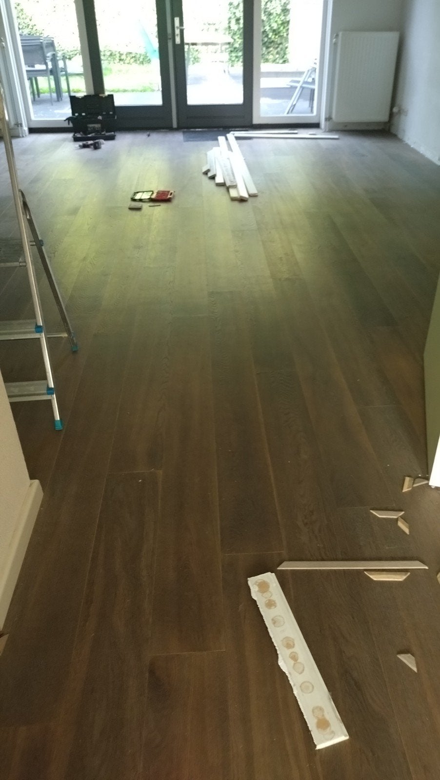 prachtige donkere geborsteld eiken kasteelvloer, >50m2, Ophalen, Vloerdelen of -planken, Zo goed als nieuw, 10 m² of meer