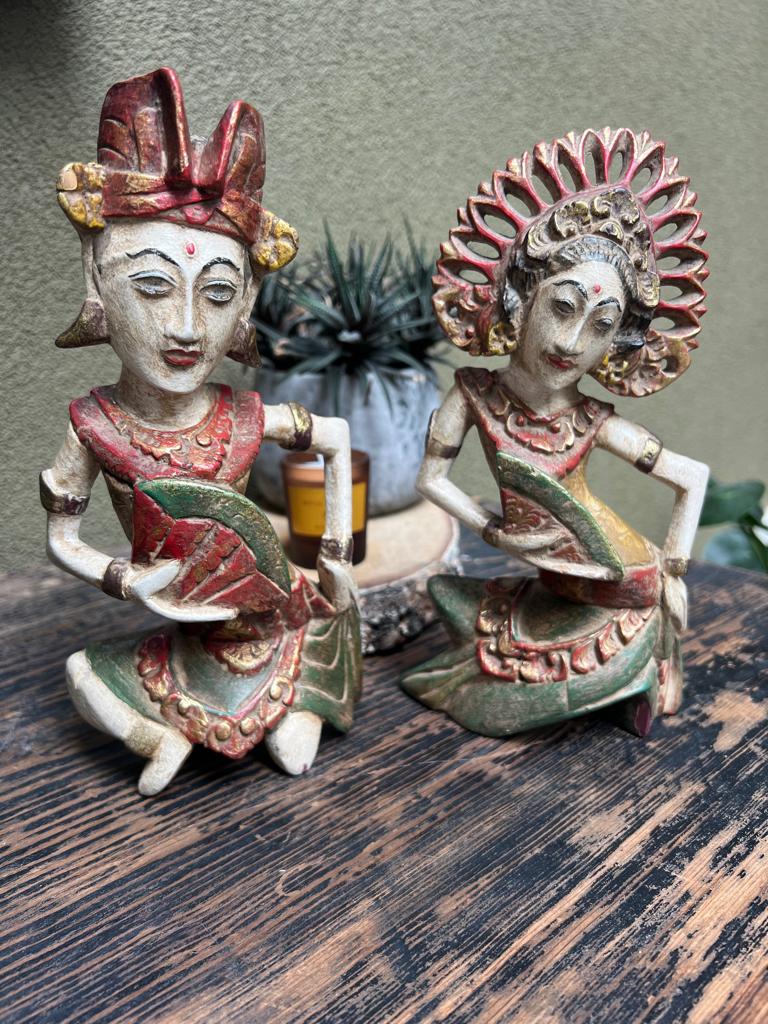 Balinees houtsnijwerk beelden man vrouw bali handwerk, Ophalen of Verzenden, Gebruikt, Mens