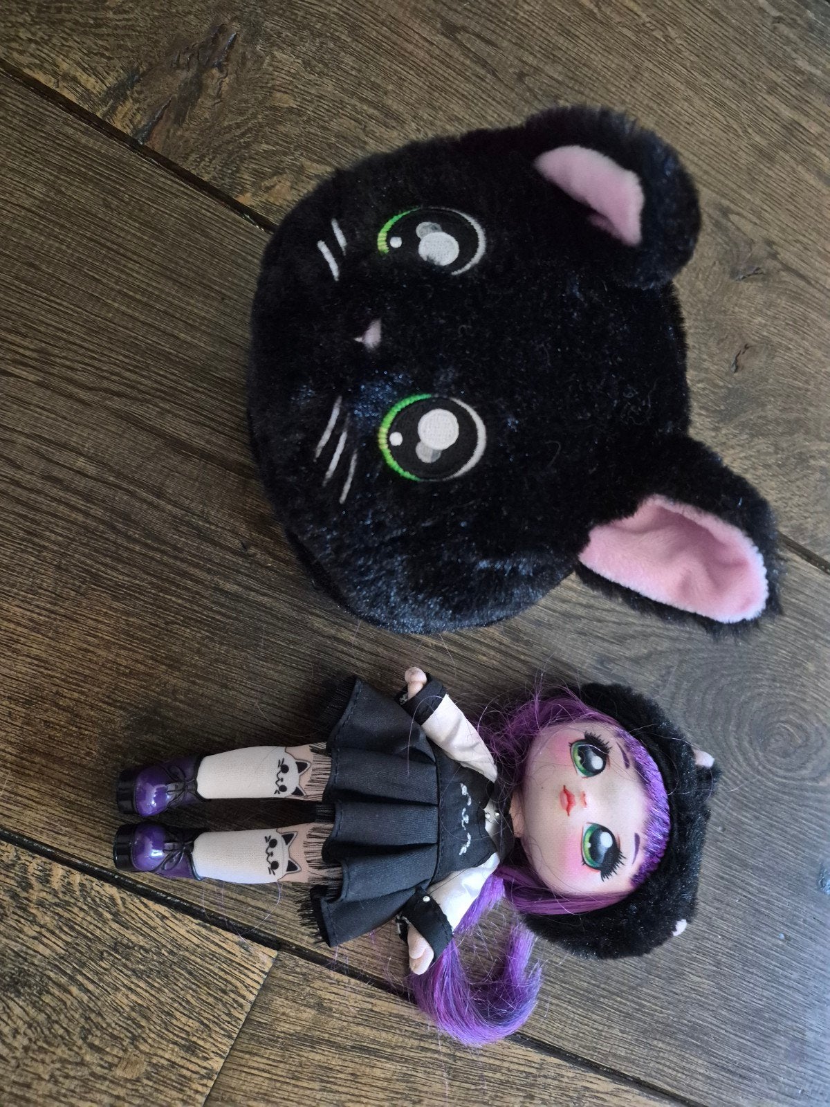 nana suprise zwarte kat pop + tasje, Ophalen of Verzenden, Zo goed als nieuw, Babypop