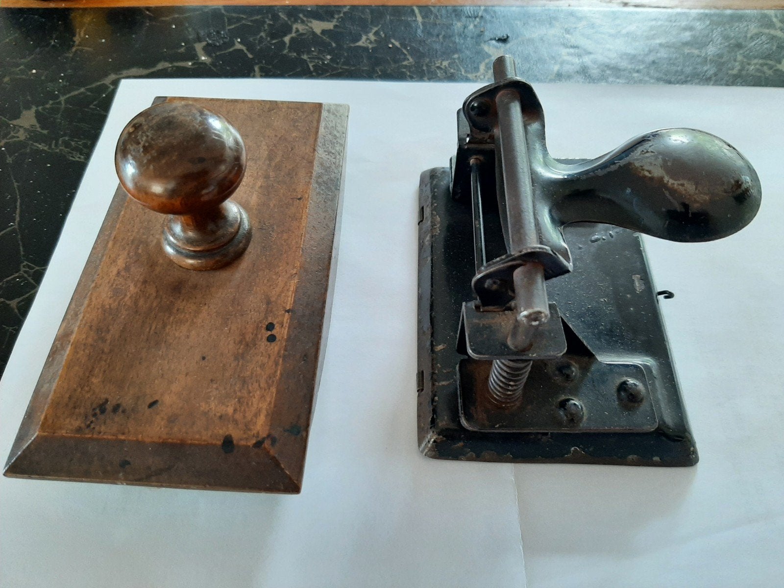Vintage perforator en inktwieg set, Ophalen of Verzenden